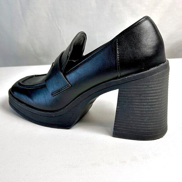 NWOT Black Chunky Square Toe Horsebit Platform Witchy Loafer Sz 7.5 - Picture 6 of 9